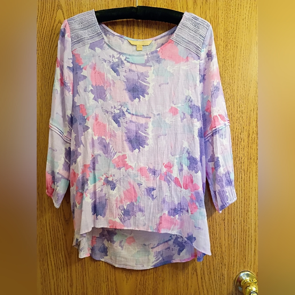 Pastel Watercolor Tunic Top - Women's Lavender & Pink